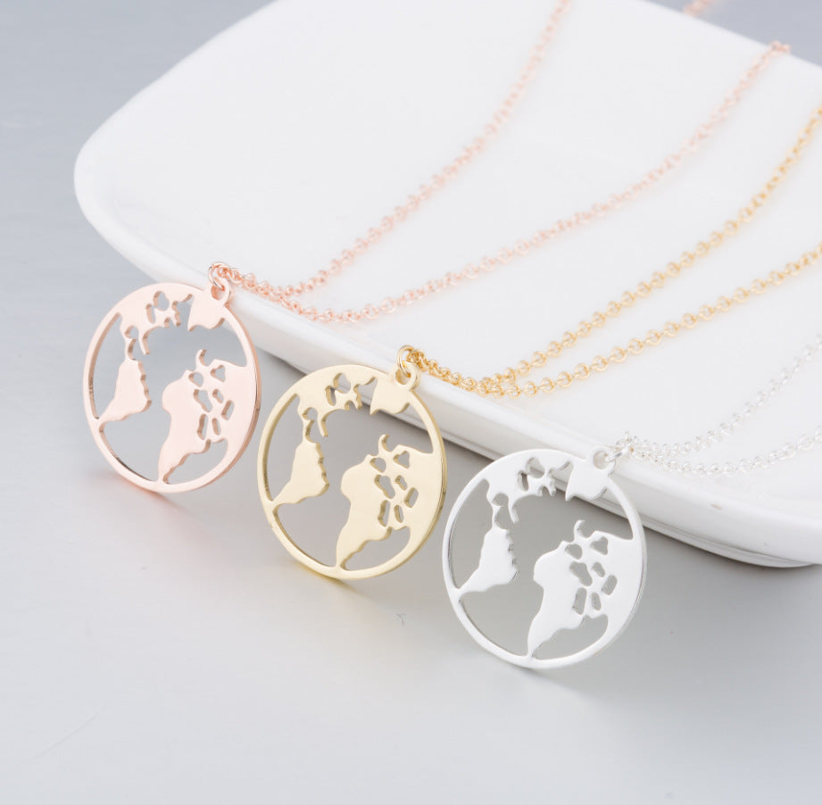 Explosion models global map pendant necklace world map necklace