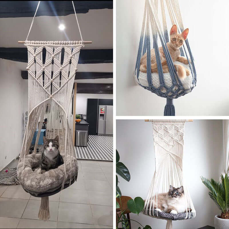 Cotton Woven Cat Swing Bed – Stylish & Comfortable Hanging Pet Bed....