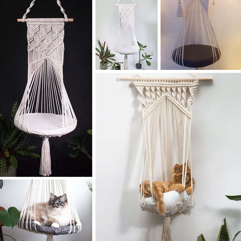 Cotton Woven Cat Swing Bed – Stylish & Comfortable Hanging Pet Bed....