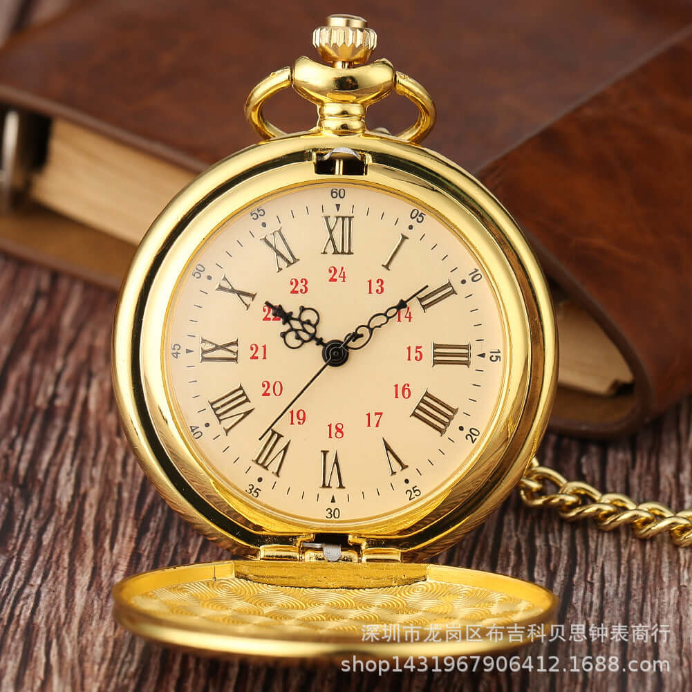Antique-Style Quartz Pocket Watch with Roman Number – Classic Elegance