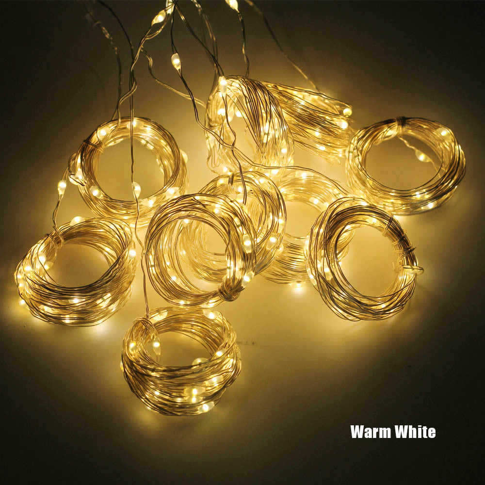 Copper Wire Curtain Light 8-Mode Christmas Decorative Light String Stars Cross-Border Amazon USB Remote Control Hook Icicle Light