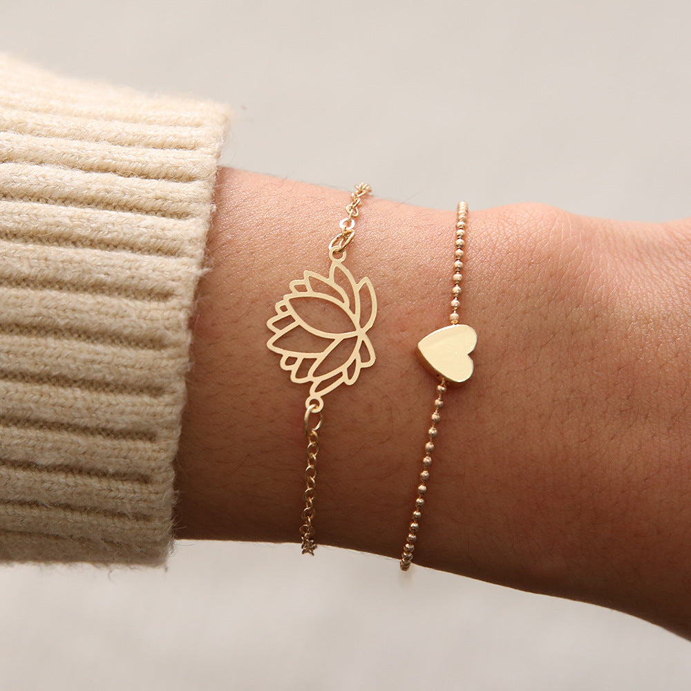 2025 New Simple Female Personality Hollow Lotus Bracelets