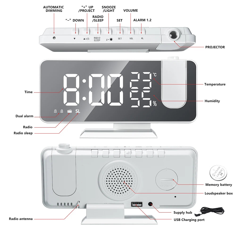 LED screen display temperature and humidity electronic clock
