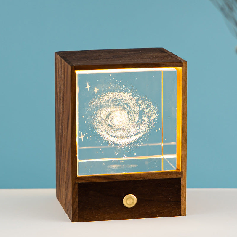 Wooden Luminous Crystal Ball Elk Astronaut Night Light