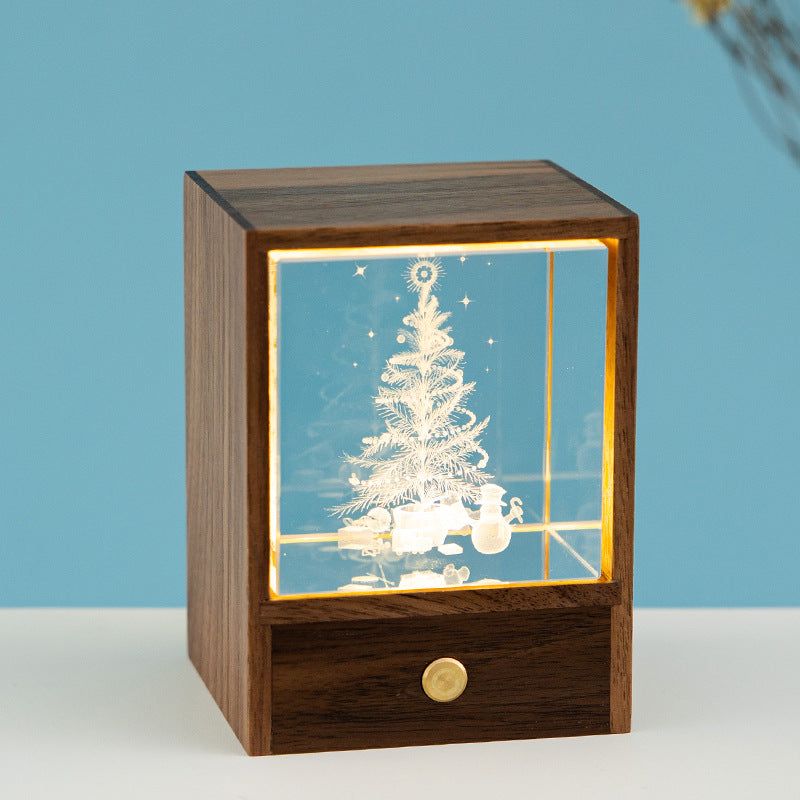 Wooden Luminous Crystal Ball Elk Astronaut Night Light