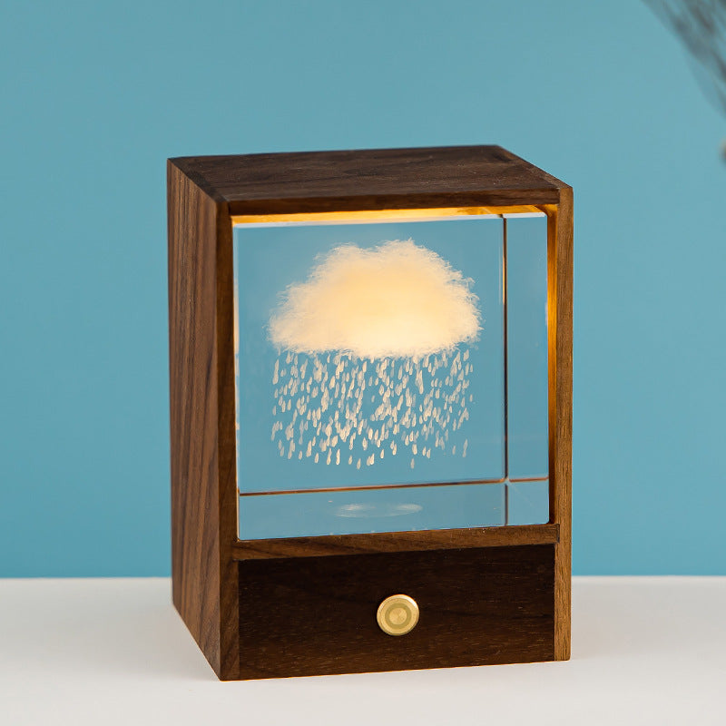 Wooden Luminous Crystal Ball Elk Astronaut Night Light