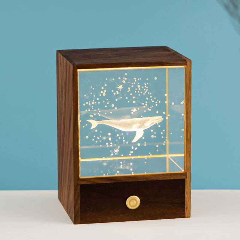 Wooden Luminous Crystal Ball Elk Astronaut Night Light