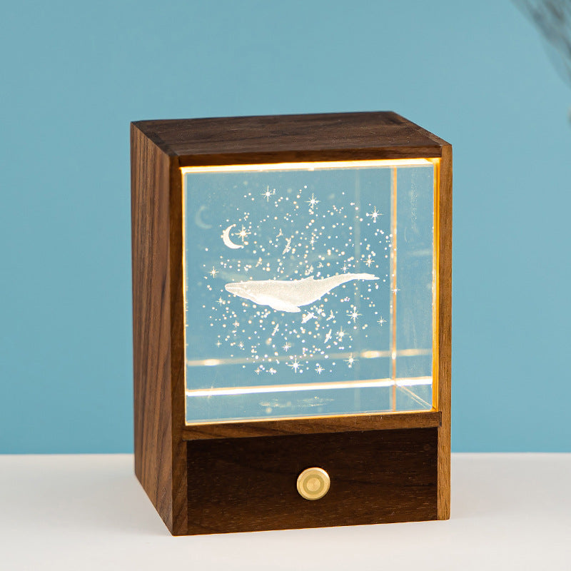 Wooden Luminous Crystal Ball Elk Astronaut Night Light