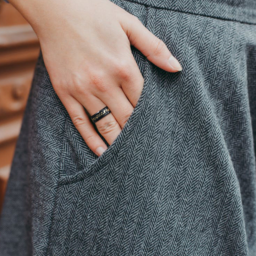 Wide 8mm black unisex tungsten steel ring