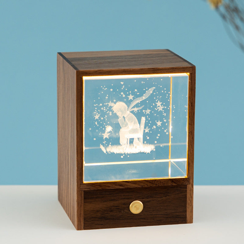 Wooden Luminous Crystal Ball Elk Astronaut Night Light