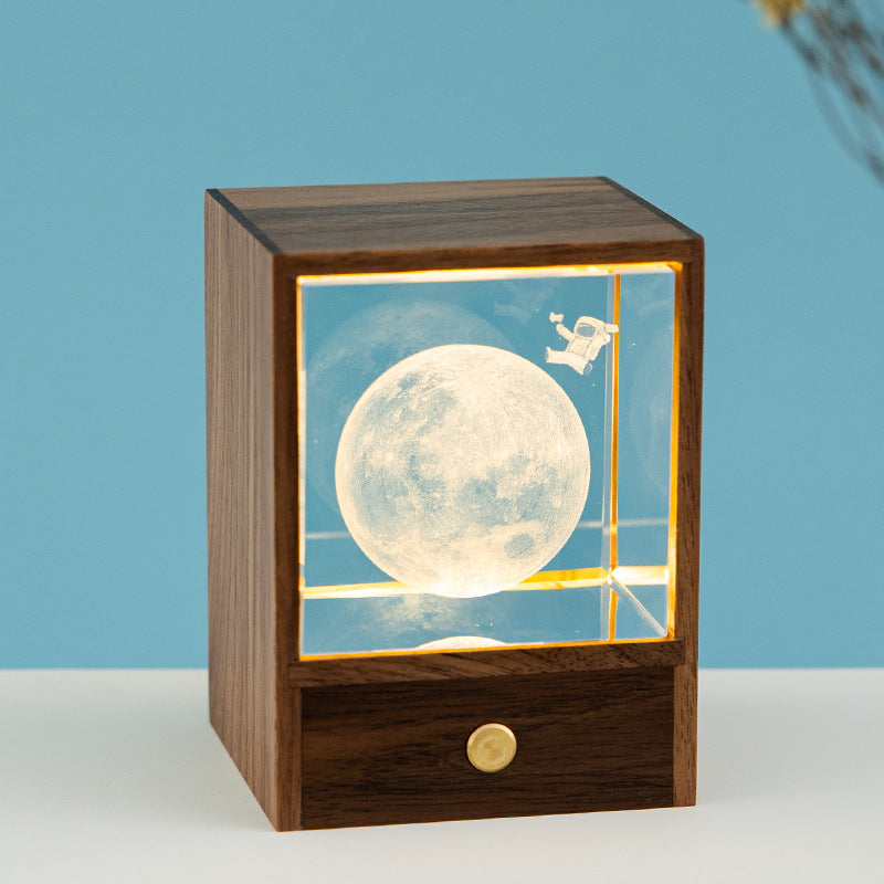 Wooden Luminous Crystal Ball Elk Astronaut Night Light
