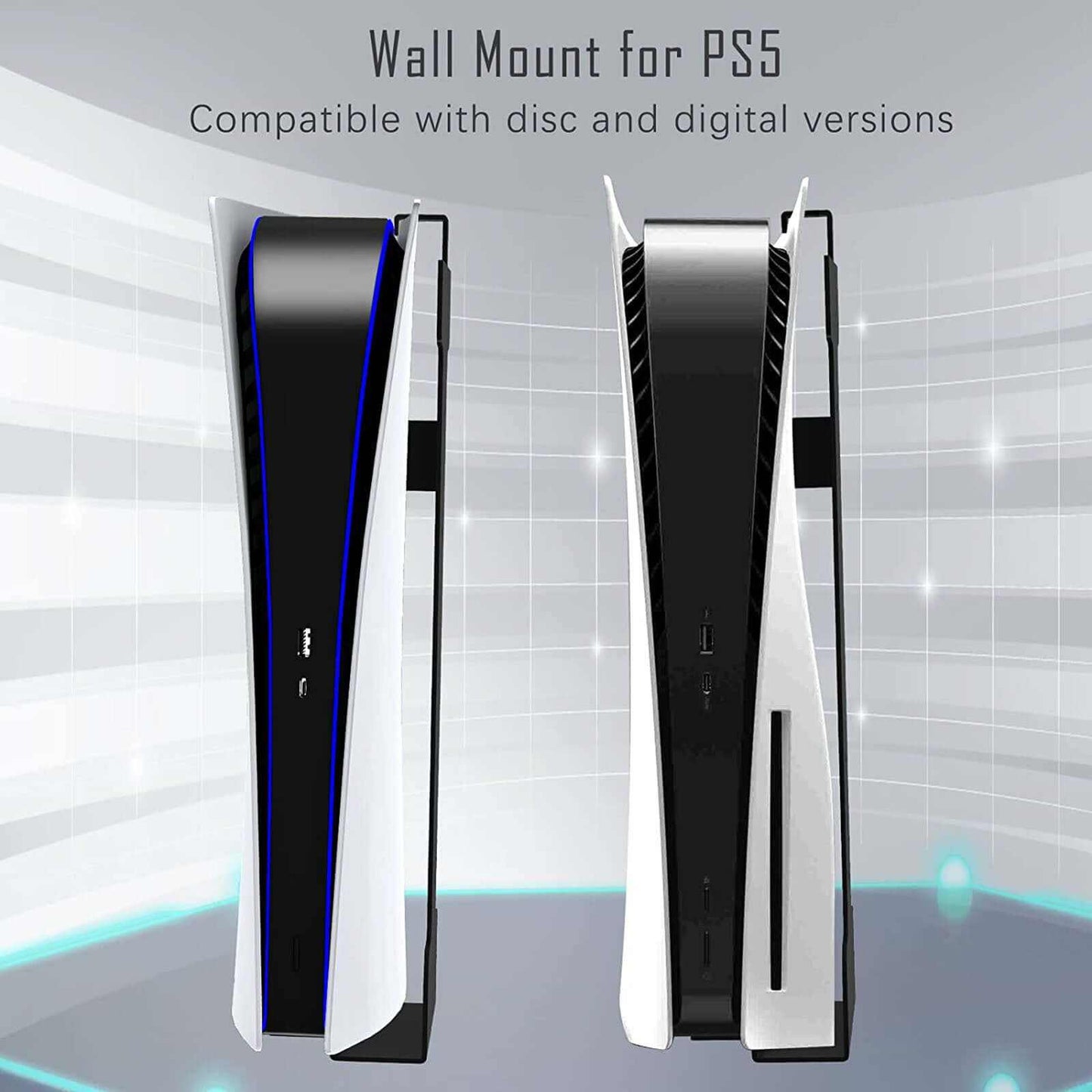 PS5 Wall Mount with Controller & Headset Hanger – Space-Saving........