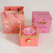 Elegant romantic rose ring box with preserved flower and velvet finish