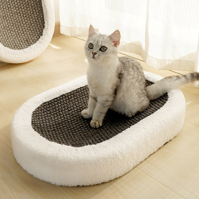 Compact cat scratcher board with natural finish, easy to store