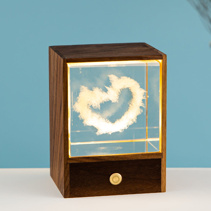Wooden Luminous Crystal Ball Elk Astronaut Night Light