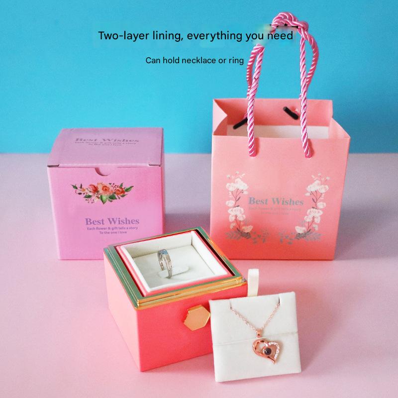 Eternal Rose Jewelry Box - Valentine's Day Gift with Hidden Ring Compartment