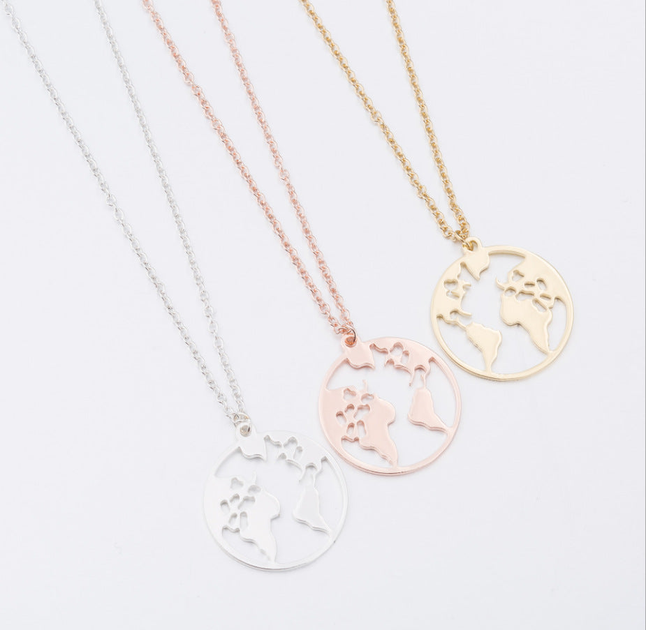 Explosion models global map pendant necklace world map necklace
