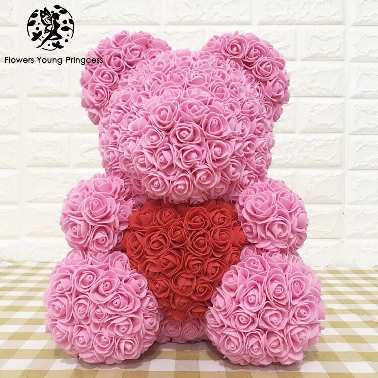 25cm/36cm Artificial Flowers Rose Bear Valentine's Day Romantic Decorations