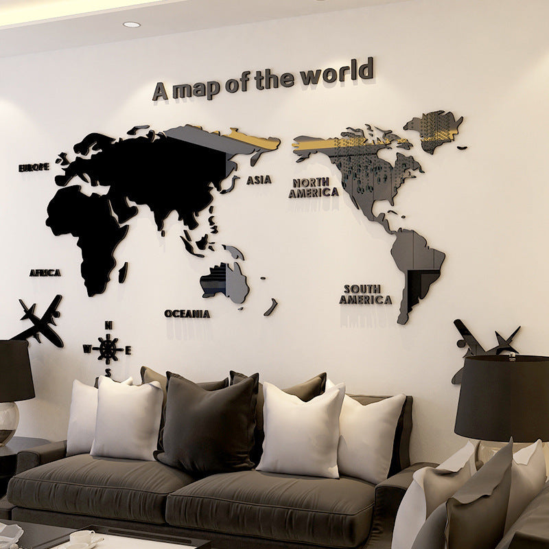 Creative home background wall stickers Acrylic 3d three-dimensional wall stickers Living room TV background M70-map