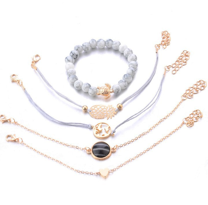 love black beads turtle green beads beaded rhinestone bracelet