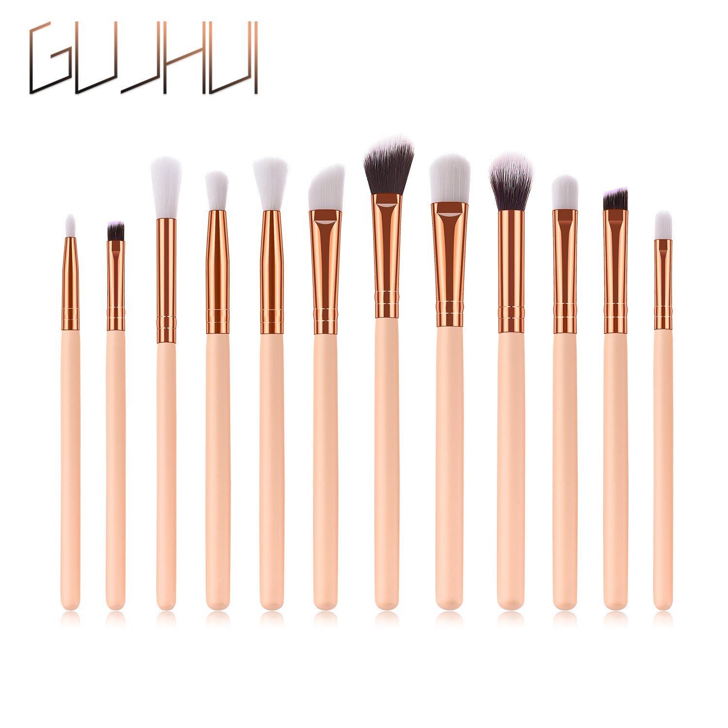 12 Eye Brushes Skin Color Brown Gold Makeup Brush Set Makeup Tools Eye Shadow Brush