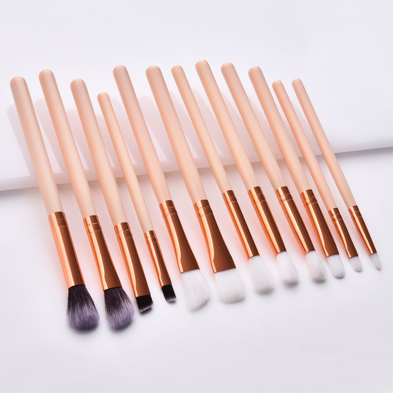 12 Eye Brushes Skin Color Brown Gold Makeup Brush Set Makeup Tools Eye Shadow Brush
