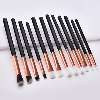 12 Eye Brushes Skin Color Brown Gold Makeup Brush Set Makeup Tools Eye Shadow Brush