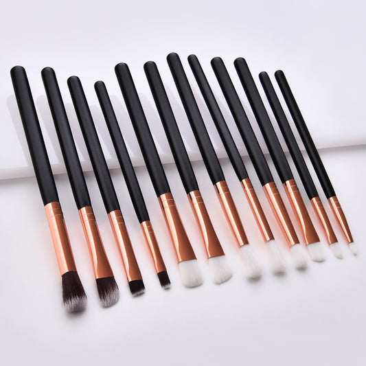 12 Eye Brushes Skin Color Brown Gold Makeup Brush Set Makeup Tools Eye Shadow Brush