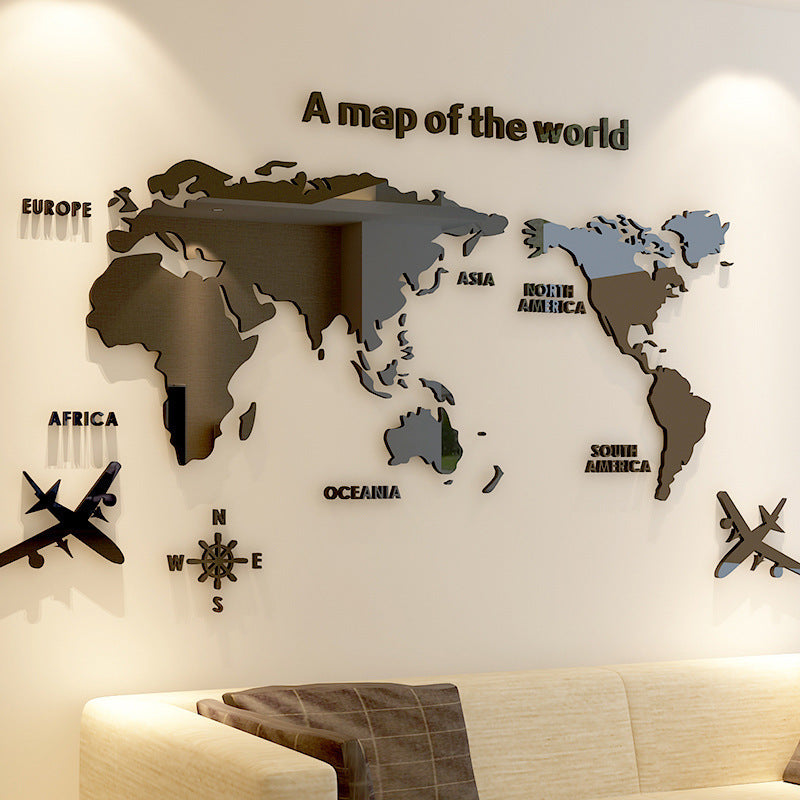 Creative home background wall stickers Acrylic 3d three-dimensional wall stickers Living room TV background M70-map