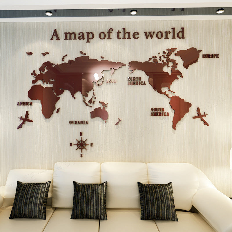 Creative home background wall stickers Acrylic 3d three-dimensional wall stickers Living room TV background M70-map