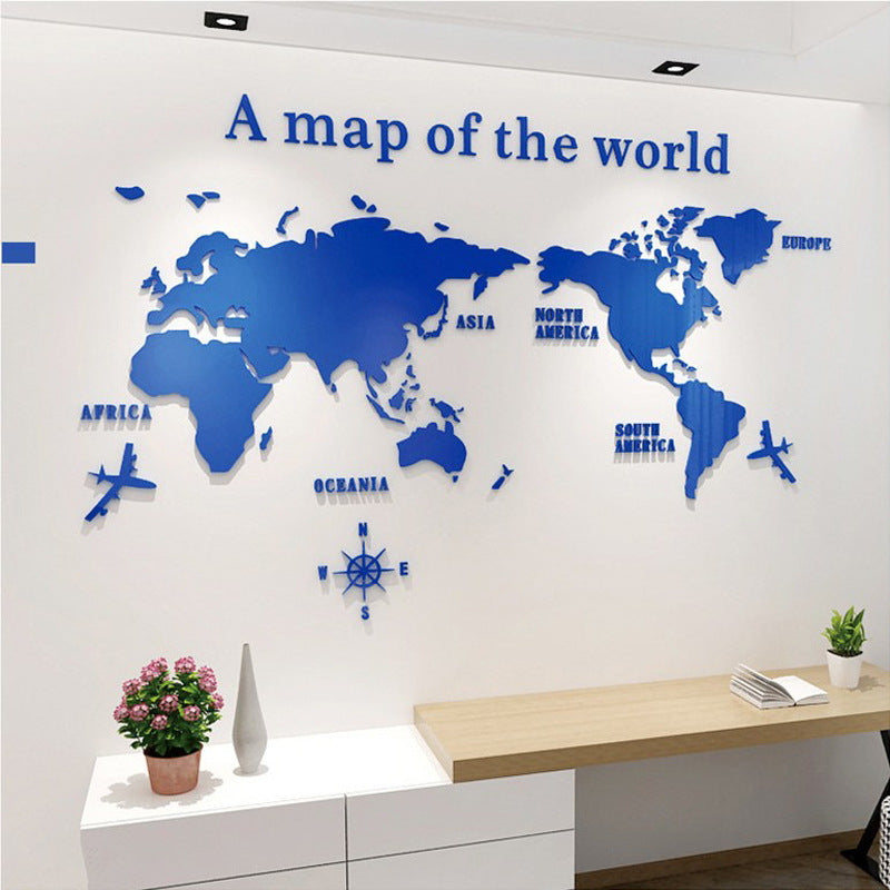 Creative home background wall stickers Acrylic 3d three-dimensional wall stickers Living room TV background M70-map