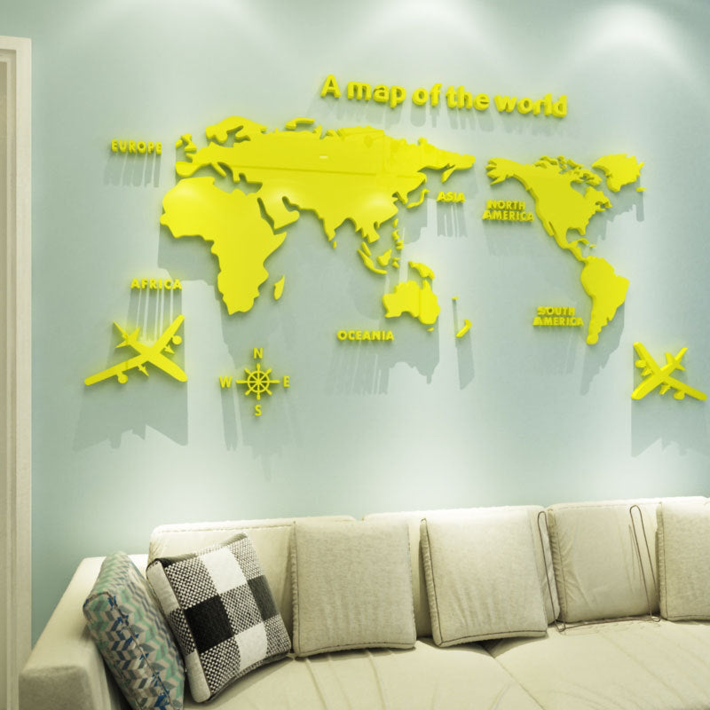 Creative home background wall stickers Acrylic 3d three-dimensional wall stickers Living room TV background M70-map