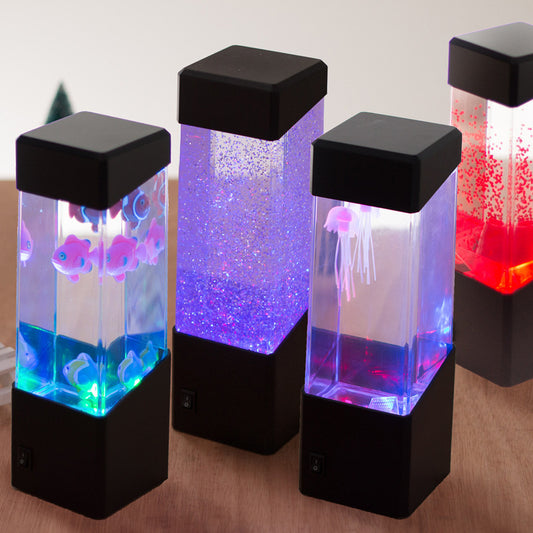 Mini Colorful LED Jellyfish Night Light Home Decoration Volcano Light