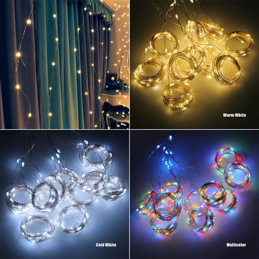 Copper Wire Curtain Light 8-Mode Christmas Decorative Light String Stars Cross-Border Amazon USB Remote Control Hook Icicle Light