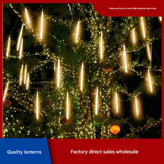 Meteor Shower LED Light String Meteor Light Solar Tree Light Hanging Tree Decorative Light Waterproof Colorful String Light