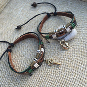 handmade weaving ethnic style leather  couple jewelry