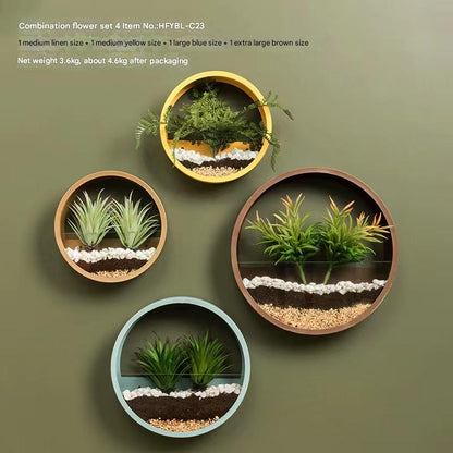Round Iron Wall-Mounted Flower Pot for Home Decoration