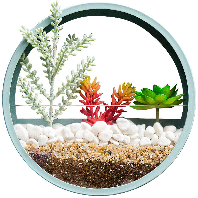 Round Iron Wall-Mounted Flower Pot for Home Decoration