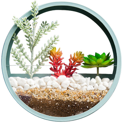 Round Iron Wall-Mounted Flower Pot for Home Decoration