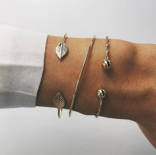Leaf Ball Alloy Bracelet / Bracelet Three-Piece Suit Set Men and Women