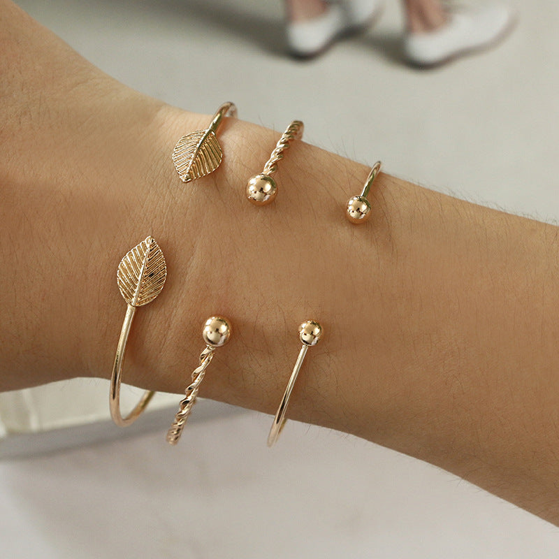 Leaf Ball Alloy Bracelet / Bracelet Three-Piece Suit Set Men and Women