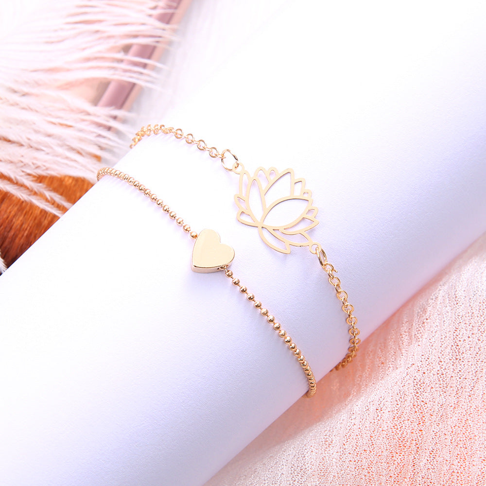 Simple Female Personality Hollow Lotus Bracelets