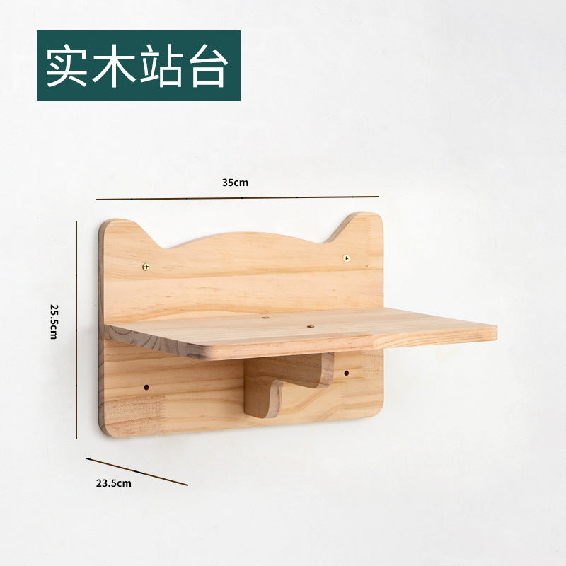 Cat Climbing Frame Wall Type Solid Wood Wall-Mounted Cat Climbing Frame Wall-Mounted Cat Nest Platform