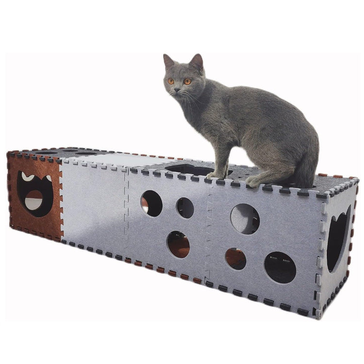 Modular felt cat tunnel house for indoor cats – cozy, foldable play structure for kittens and adult cats with hideout and tunnel features