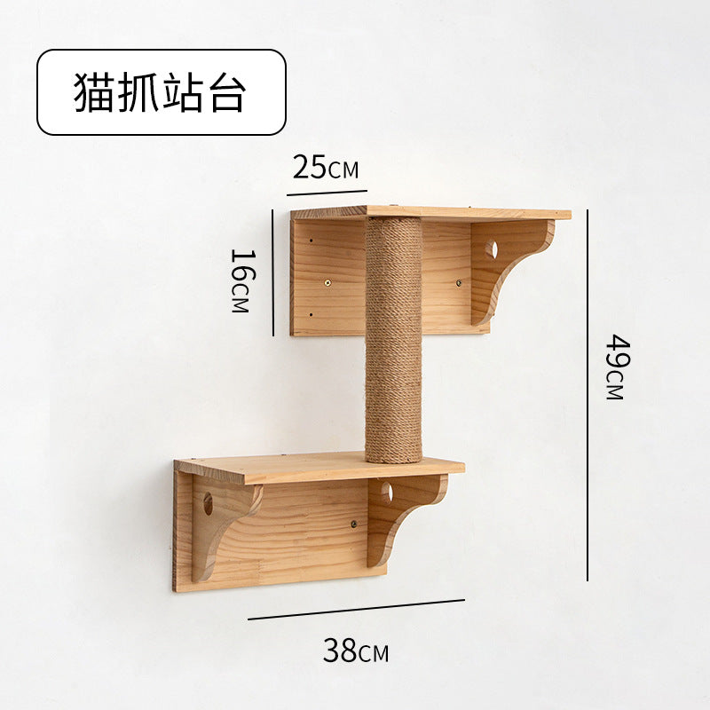 Cat Climbing Frame Wall Type Solid Wood Wall-Mounted Cat Climbing Frame Wall-Mounted Cat Nest Platform