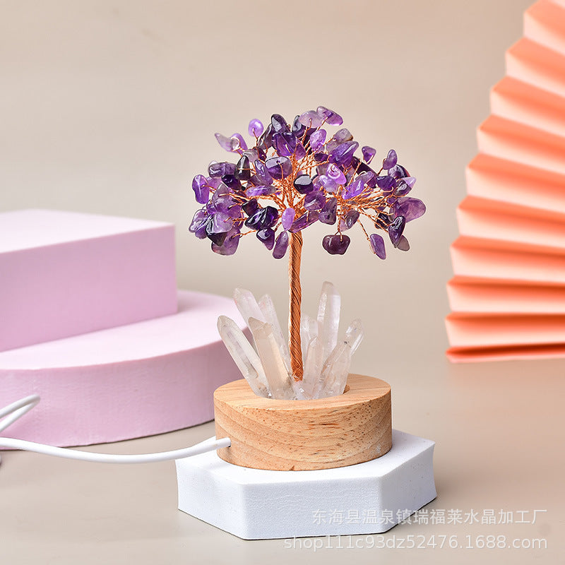 White light night light table lamp fortune tree decorative lamp