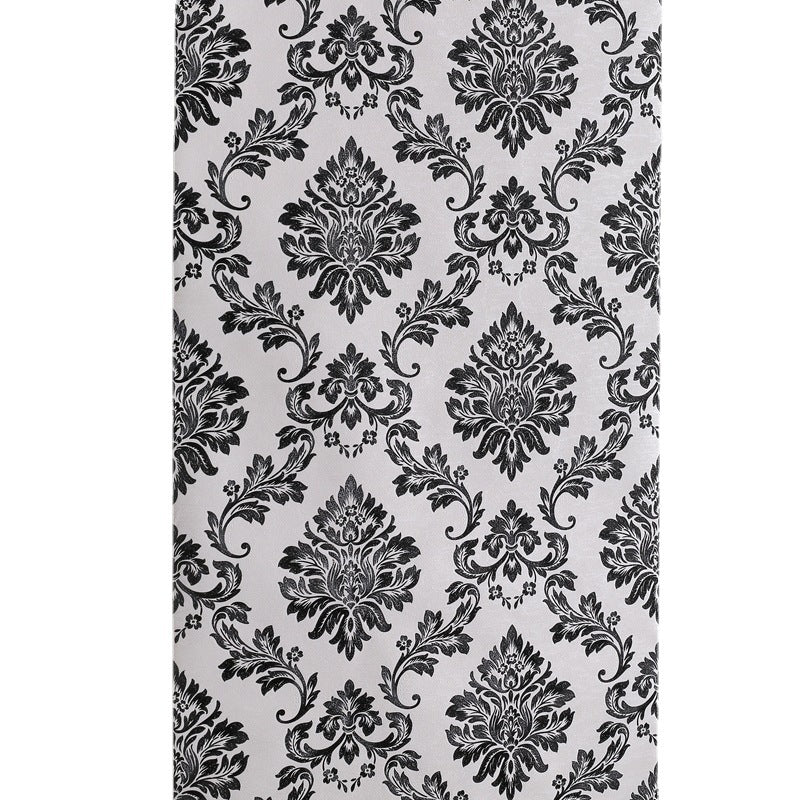 Pure black 3D European-style large flower wallpaper