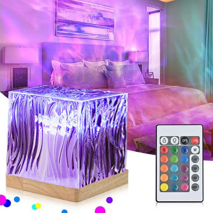 Cross-border dynamic light and shadow atmosphere lamp imitating log rotating water pattern lamp flame night light