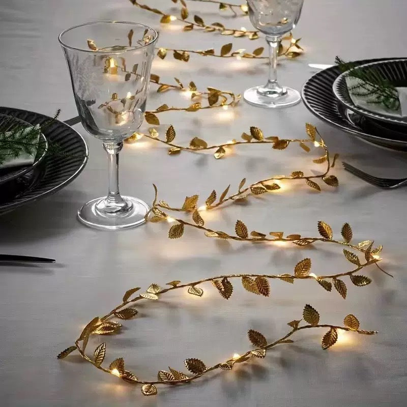 Simulation Gold Leaf Light String Christmas Rattan Light