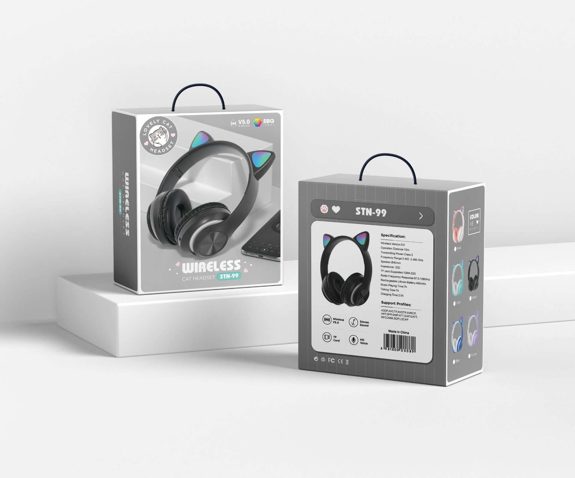 Wireless Cat Ear Gaming Headset – LED Bluetooth Headphones